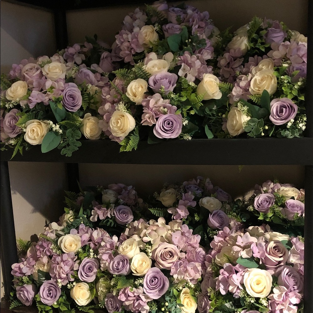 Elegant Purple and Cream Floral Arrangements priced for (18)
